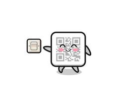 Cartoon-QR-Code schaltet das Licht aus vektor