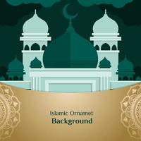 Vektor-Grußdesign mit dem Thema der Moschee und islamischen Ornamenten als großer Tag des Islam vektor