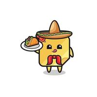 klisterlappar mexikansk kock maskot håller en taco vektor