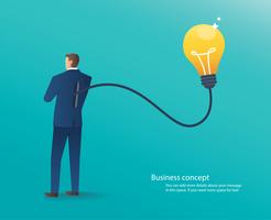 affärsman står med glödlampa, koncept kreativt tänkande vektor illustration
