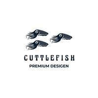 tintenfisch vintage logo minimalistisches symbol illustrationsdesign im aquarium vektor