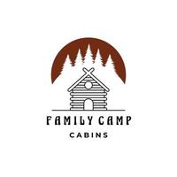 Cabin Line Art Logo minimalistisches Vektorillustrationsdesign im Wald vektor