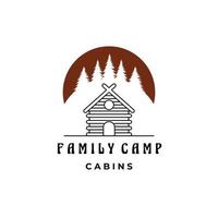 cabin line art logotyp minimalistisk vektor illustration design på skogen