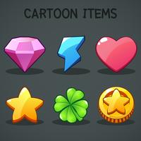 Cartoon-Elemente Verschiedene Symbole Asset GUI-Elemente für Casual Mobile Game vektor
