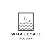 wave whale tail logotyp linjekonst minimalistisk vektor ikon illustration design