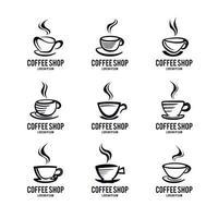 kaffekopp ikon logotyp design set vektor