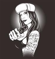 kvinnor som bär hatt som håller pistol-vektor