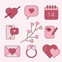 Valentinstag-Icon-Bundles isoliert weich rosa Hintergrund. Vektor