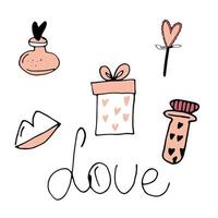 en uppsättning söta doodles med kärlek till tjejer vektor