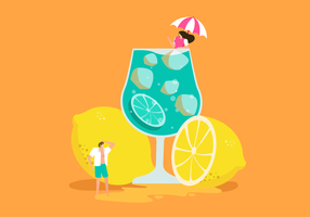 Färska Lemonade På Sommar Vektor Illustration