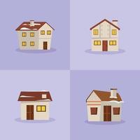 vier Häuser mit Schnee vektor