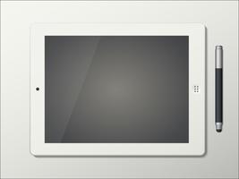 Tablet- und Stiftstift lokalisiert auf weißem Hintergrund vektor