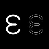 epsilon grekisk symbol liten bokstav gemener teckensnitt ikon disposition uppsättning vit färg vektor illustration platt stil bild
