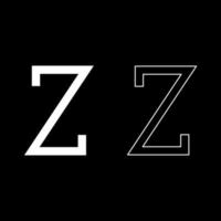 Zeta griechisches Symbol Großbuchstabe Großbuchstaben Schriftart Symbol Umriss Set weiße Farbe Vektor Illustration Flat Style Image