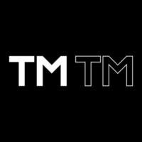 tm-Buchstaben-Warenzeichen-Symbol-Gliederungssatz weiße Farbvektorillustration flaches Stilbild vektor