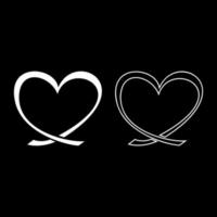 Farbband Herz Symbol Umriss Set weiße Farbe Vektor Illustration flachen Stil Bild