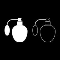 Retro-Deodorant-Parfümflasche mit Zerstäuber oder Sprühpumpe Symbol Umriss Set weiße Farbe Vektor-illustration Flat Style Image vektor