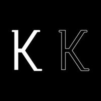 Kappa griechisches Symbol kleiner Buchstabe Kleinbuchstaben Schriftart Symbol Umriss Set weiße Farbe Vektor Illustration Flat Style Image