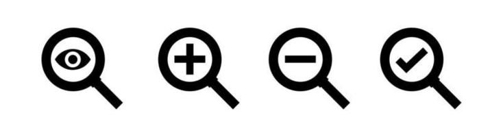 Symbol zum Vergrößern und Verkleinern mit Lupensymbol isoliert auf weißem Hintergrund. Lupe einfaches Symbol. vektor