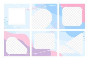 inläggsmall för sociala medier med abstrakt layoutmockup i pastellfärger med kopieringsutrymme och fotoutrymme. vektor