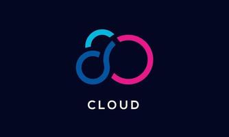 cloud computing-logotypdesign, enkel och modern teknisk symbol, minimalistisk platt stil lämplig för teknik, server, data, datoraffärer och varumärken vektor