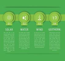 alternative energielösungen, solar, windenergie, infografische elemente, grüne vorlage, vektorillustration vektor