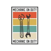 Mechaniker im Dienst Vintage Typografie Mechaniker Arbeitskraft Ingenieur Slogan T-Shirt Design Illustration vektor