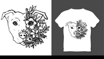 neues Hundeblumengesichtshundeliebhaber-T-Shirt Design vektor