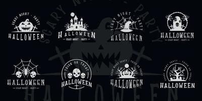 satz von halloween logo vintage vektor illustration vorlage symbol grafikdesign. Bundle-Sammlung verschiedener Retro-Horror-Symbole