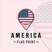 Flaggenpunkt Amerika Logo Vektor Illustration Vorlage Symbol Grafikdesign. karten ort zeichen oder symbol