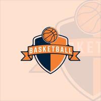 Basketball-Logo modernes Vintage-Vektor-Illustrationsvorlagen-Symbol-Grafikdesign. sportzeichen oder symbol für team- und clubligawettbewerb mit abzeichen und typografie vektor