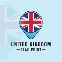Flaggenpunkt Großbritannien Logo Vektor Illustration Vorlage Symbol Grafikdesign. Karten Standort Großbritannien Zeichen oder Symbol