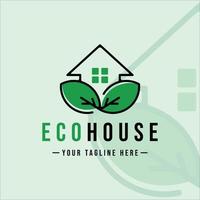 eco house logotyp vektor illustration mall ikon grafisk design. byggnad och arkitektur med lövnatur för företag och företag