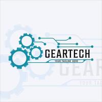 gears tech logotyp kreativ vektor illustration mall ikon grafisk design. teknik symbol eller tecken för industri eller företag koncept