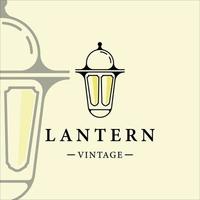 Laterne Logo Vintage Vektor Illustration Vorlage Symbol Grafikdesign. Straßenlaterne-Restaurant-Ikone im Retro-Stil