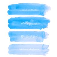 Blå pensel stroke akvarell på vit bakgrund. Vektor illustration