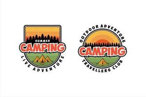 camping resenär klubb design set vektor