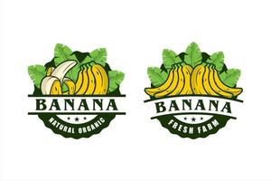 design-kollektion für etiketten für bananen-naturprodukte vektor