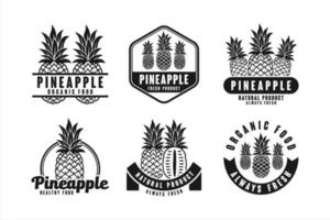 Logo-Kollektion für das Design von Ananas-Bioprodukten vektor
