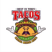 Tacos mexikanisches Maskottchen-Design-Logo vektor