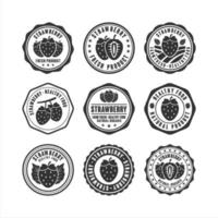 Briefmarken-Erdbeer-Design-Kollektion für gesunde Lebensmittel vektor
