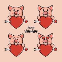 fröhlicher valentinstag, süßes schwein. vektor