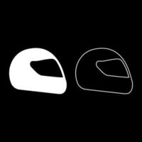 Helm Motorrad Rennsport Symbol Farbe weiß Vektor Illustration Flat Style Image Set