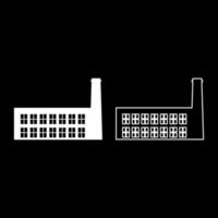 Fabrik Industrie Silhouette Pflanze mit Rohr Symbol Farbe weiß Vektor Illustration Flat Style Image Set