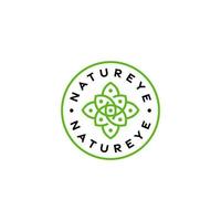 badge botanik enkel logotypdesign, natur och öga logotyp koncept, blommig linje logotyp vektor