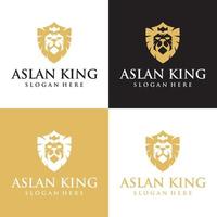 Royal Aslan Lion King Logo-Design-Vorlage, Löwenkopf vektor