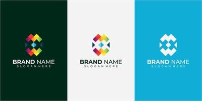 färgglada geometriska logotyp design koncept logotyp design inspiration vektor