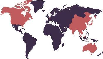 Weltkartenvorlage mit Kontinenten, Nord- und Südamerika, Europa und Asien, Afrika und Australien vektor