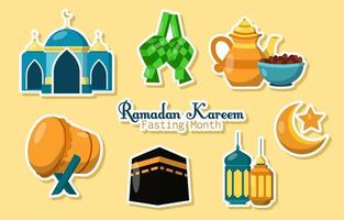 Ramadan fastemånad klistermärke vektor