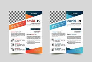 covid 19 virtuell konferens flygblad malldesign vektor